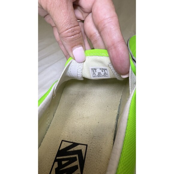VANS Classic Canvas Slip-On Low Top Neon Green Unisex US Men 8 / Women 9.5 - Picture 8 of 10